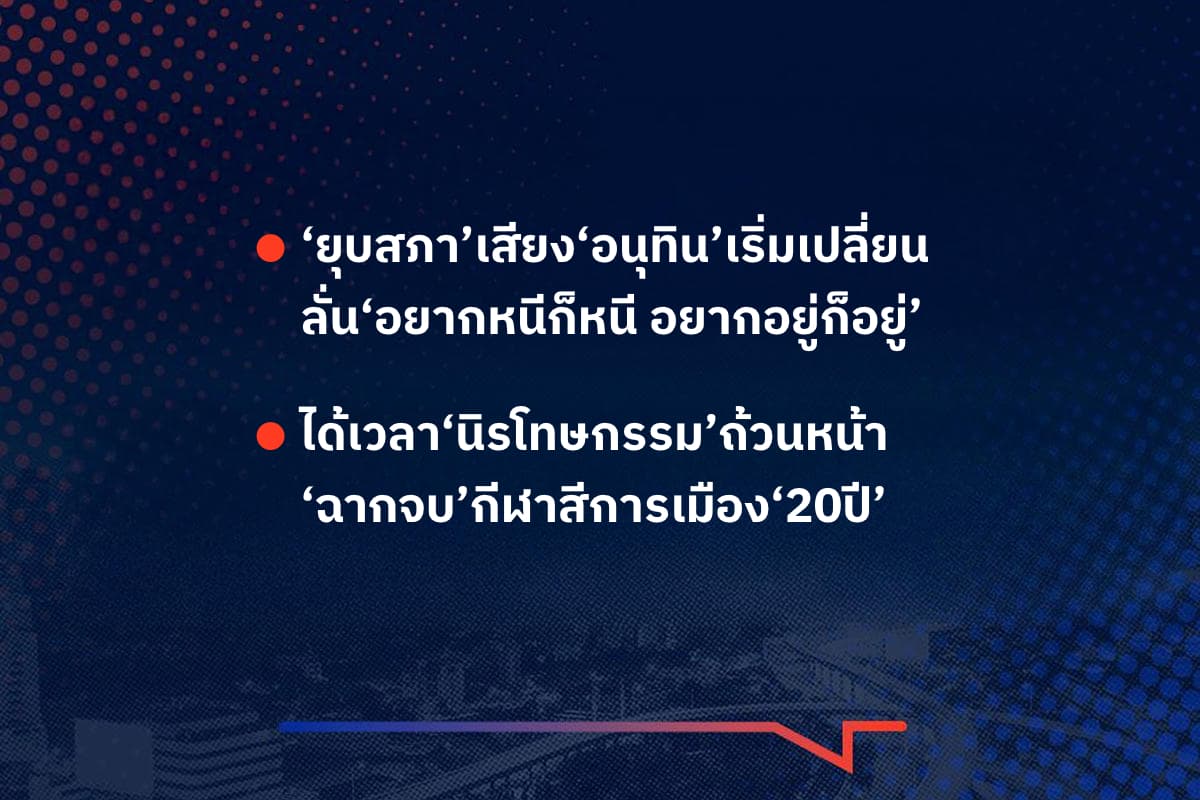 เรื่องมันมีอยู่ว่า ‘ยุบสภา’เสียง‘อนุทิน’เริ่มเปลี่ยน ลั่น‘อยากหนีก็หนี อยากอยู่ก็อยู่’ , ได้เวลา‘นิรโทษกรรม’ถ้วนหน้า ‘ฉากจบ’กีฬาสีการเมือง‘20ปี’