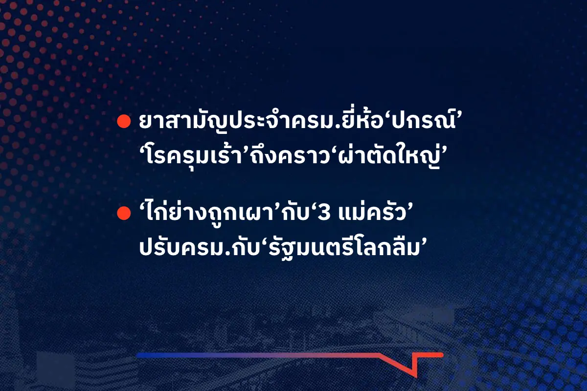 เรื่องมันมีอยู่ว่า ยาสามัญประจำครม.ยี่ห้อ‘ปกรณ์’ ‘โรครุมเร้า’ถึงคราว‘ผ่าตัดใหญ่’ , ‘ไก่ย่างถูกเผา’กับ‘3 แม่ครัว’ ปรับครม.กับ‘รัฐมนตรีโลกลืม’