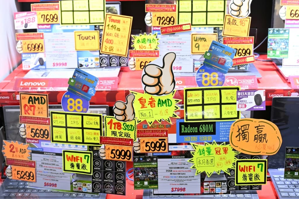 Various RAM chips and NVRAM chips and others are seen for sale in a computer centre in Hong Kong on July 28, 2026
