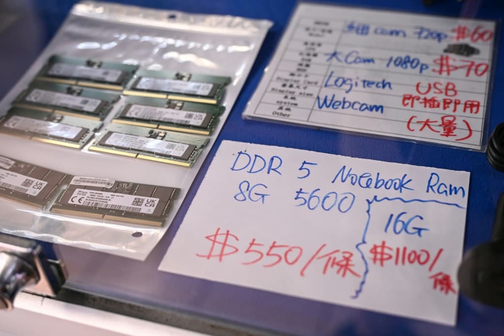 Memory chips are seen for sale in a computer centre in Hong Kong on July 28, 2026
