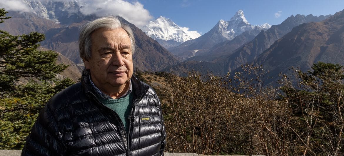 UN Photo/Narendra Shrestha UN Secretary-General António Guterres visits Syangbpoche in Solukhumbu district, Nepal.