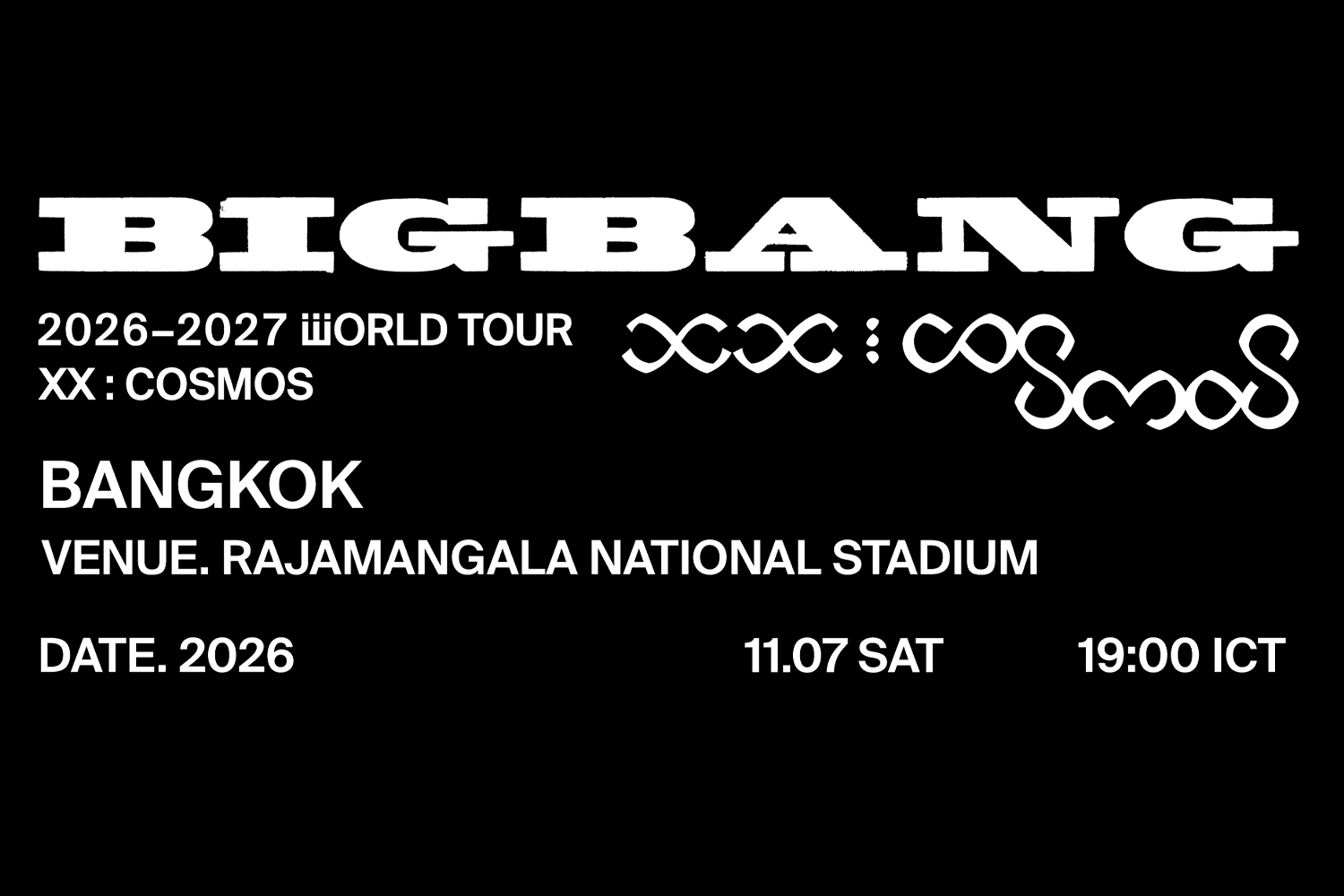 ตำนาน K-POP! BIGBANG ปักหมุดราชมังคลาฯ จัดเวิลด์ทัวร์ฉลองครบรอบ 20 ปี ที่ กรุงเทพฯ