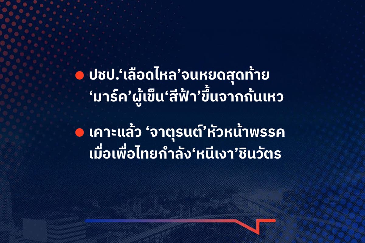 เรื่องมันมีอยู่ว่า ปชป.‘เลือดไหล’จนหยดสุดท้าย ‘มาร์ค’ผู้เข็น‘สีฟ้า’ขึ้นจากก้นเหว , เคาะแล้ว ‘จาตุรนต์’หัวหน้าพรรค เมื่อเพื่อไทยกำลัง‘หนีเงา’ชินวัตร