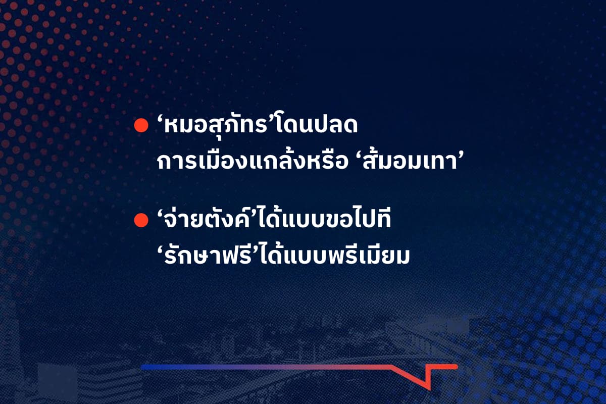 เรื่องมันมีอยู่ว่า ‘หมอสุภัทร’โดนปลด การเมืองแกล้งหรือ ‘ส้มอมเทา’ , ‘จ่ายตังค์’ได้แบบขอไปที ‘รักษาฟรี’ได้แบบพรีเมียม