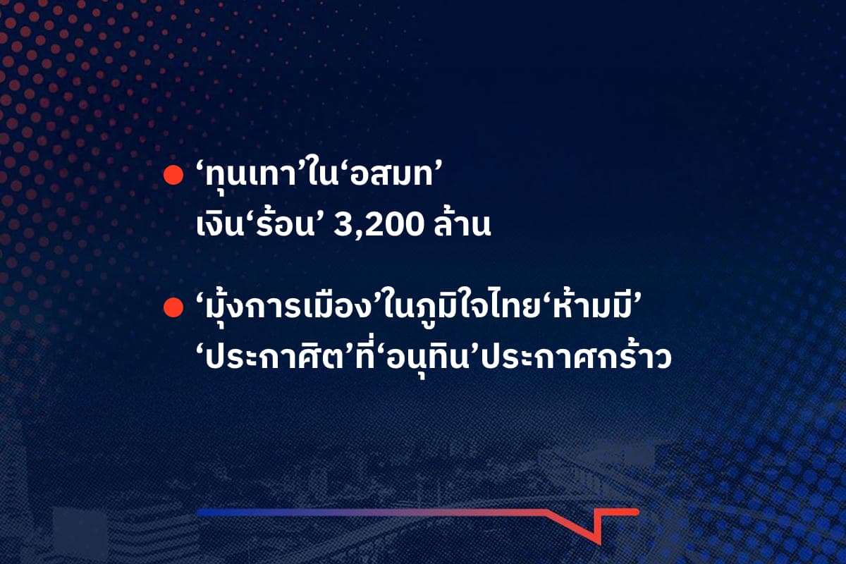 เรื่องมันมีอยู่ว่า ‘ทุนเทา’ใน‘อสมท’ เงิน‘ร้อน’ 3,200 ล้าน , ‘มุ้งการเมือง’ในภูมิใจไทย‘ห้ามมี’ ‘ประกาศิต’ที่‘อนุทิน’ประกาศกร้าว