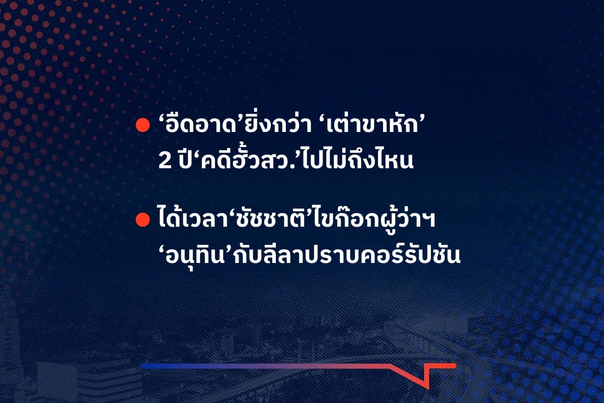 เรื่องมันมีอยู่ว่า ‘อืดอาด’ยิ่งกว่า ‘เต่าขาหัก’ 2 ปี‘คดีฮั้วสว.’ไปไม่ถึงไหน ,ได้เวลา‘ชัชชาติ’ไขก๊อกผู้ว่าฯ ‘อนุทิน’กับลีลาปราบคอร์รัปชัน