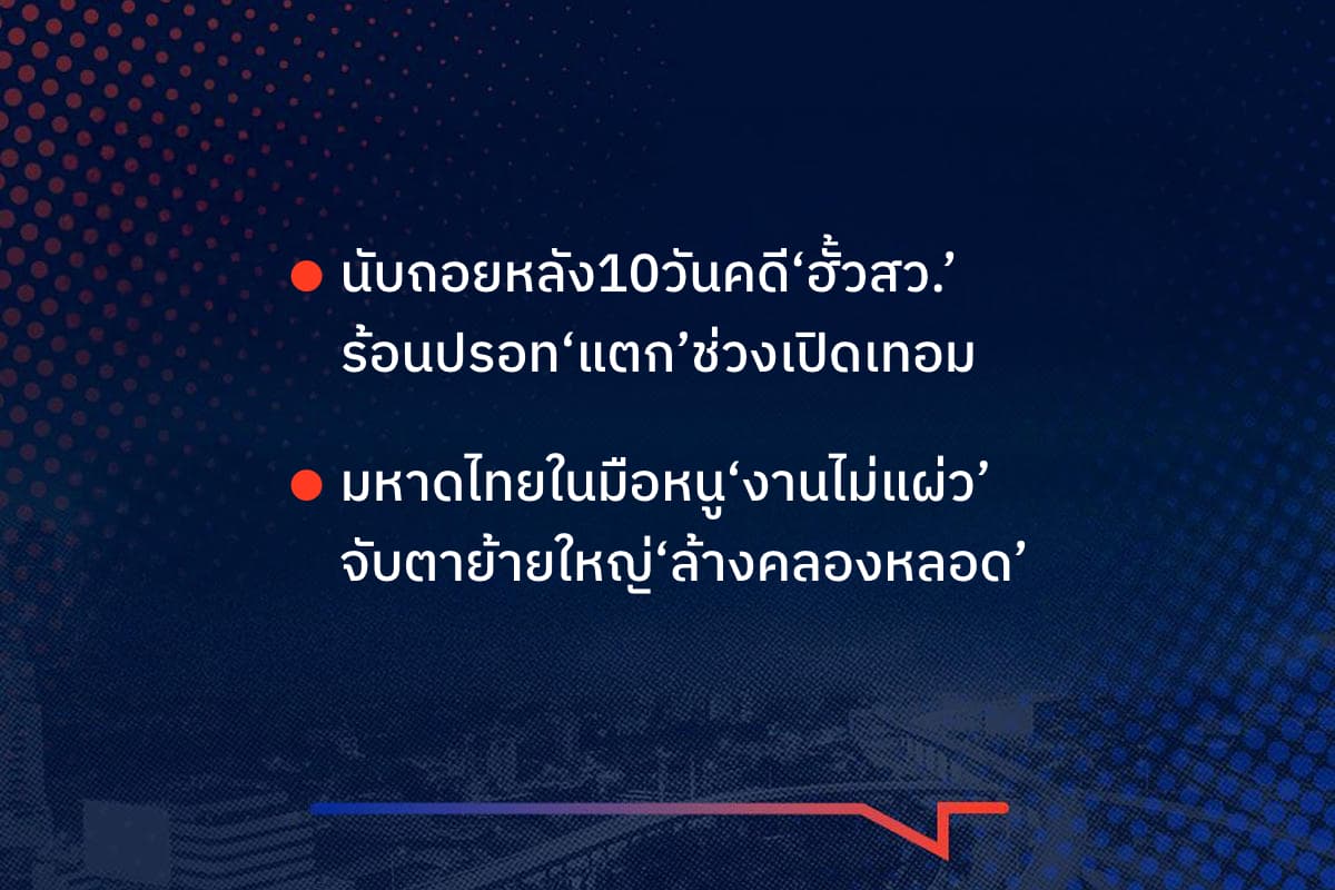 เรื่องมันมีอยู่ว่า นับถอยหลัง10วันคดี‘ฮั้วสว.’ ร้อนปรอท‘แตก’ช่วงเปิดเทอม , มหาดไทยในมือหนู‘งานไม่แผ่ว’ จับตาย้ายใหญ่‘ล้างคลองหลอด’