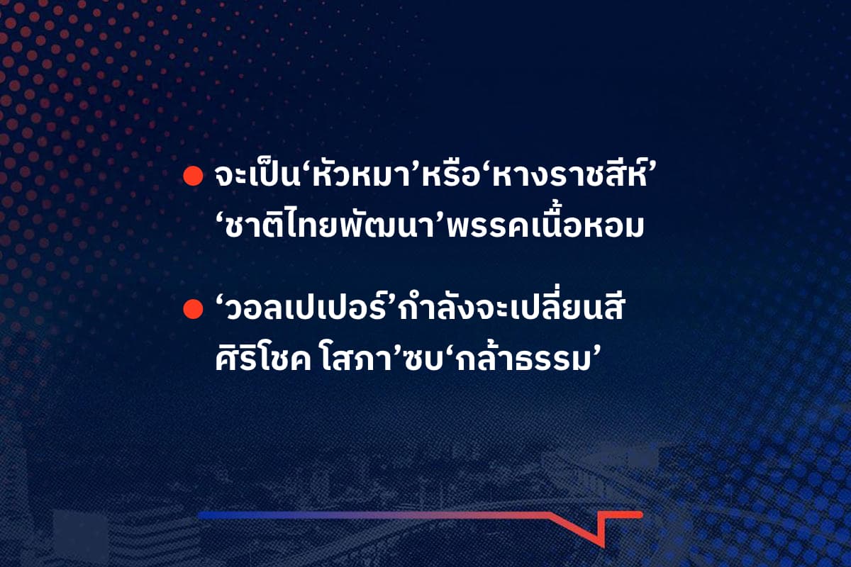 เรื่องมันมีอยู่ว่า จะเป็น‘หัวหมา’หรือ‘หางราชสีห์’ ‘ชาติไทยพัฒนา’พรรคเนื้อหอม , ‘วอลเปเปอร์’กำลังจะเปลี่ยนสี ศิริโชค โสภา’ซบ‘กล้าธรรม’