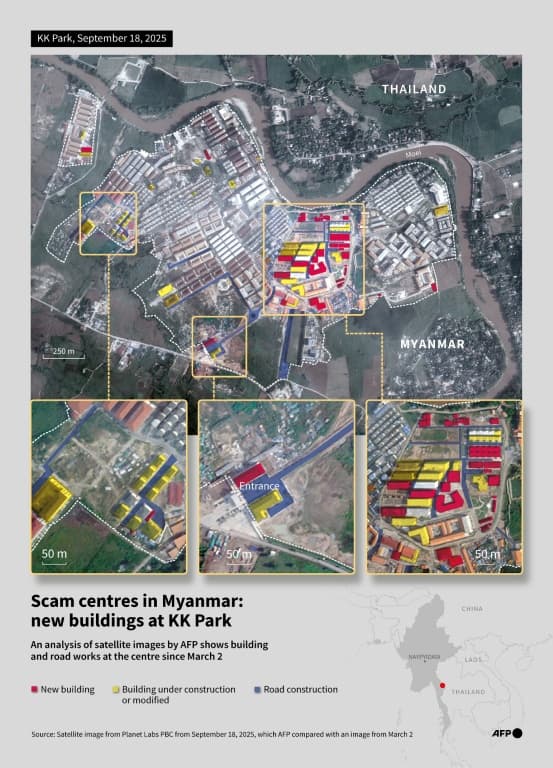 ศูนย์ใหม่ของแก๊งคอลล์เซ็นเตอร์ อาคารแห่งใหม่ที่ KK Park ในเมียนมาร์