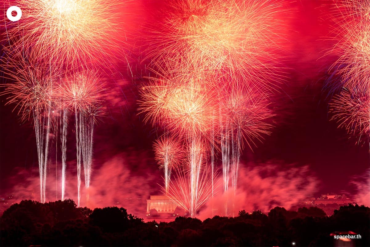 PhotoStory-การแสดงดอกไม้ไฟระหว่างการเฉลิมฉลองวันประกาศอิสรภาพ “Salute to America” ที่เนชันนอลมอลล์ ในกรุงวอชิงตัน ดี.ซี. ในช่วงเช้ามืดของวันที่ 5 กรกฎาคม 2026 (Photo by KEN CEDENO / AFP)