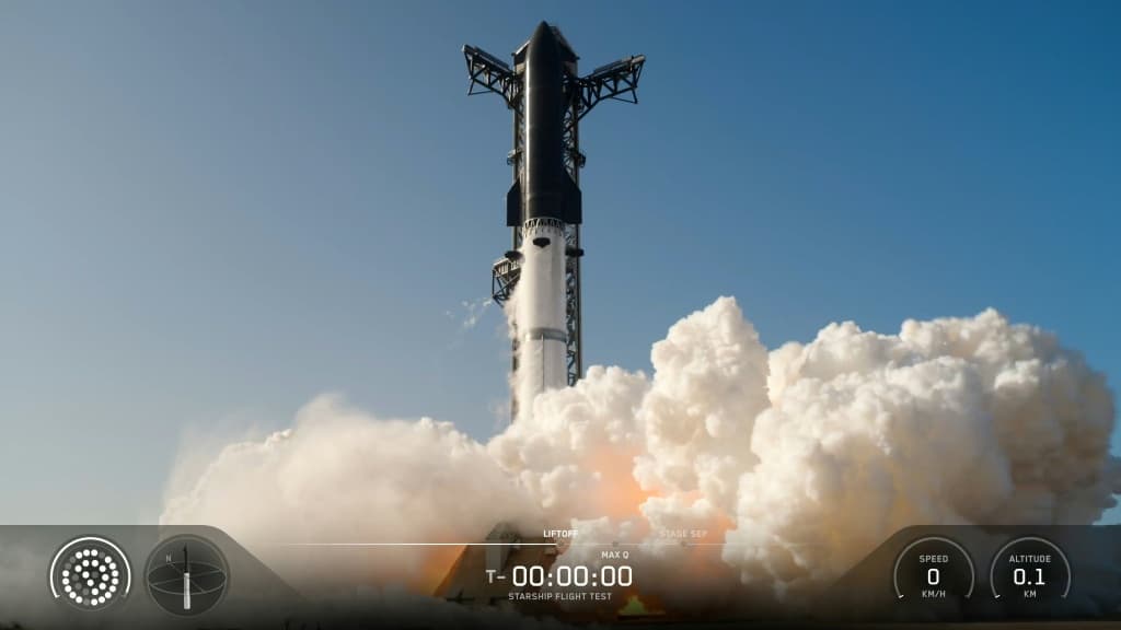 SpaceX Starship ถูกปล่อยขึ้นสู่อวกาศจาก SpaceX Starbase ในเมือง Starbase รัฐเท็กซัส ในวันที่ 24 กรกฎาคม 2026