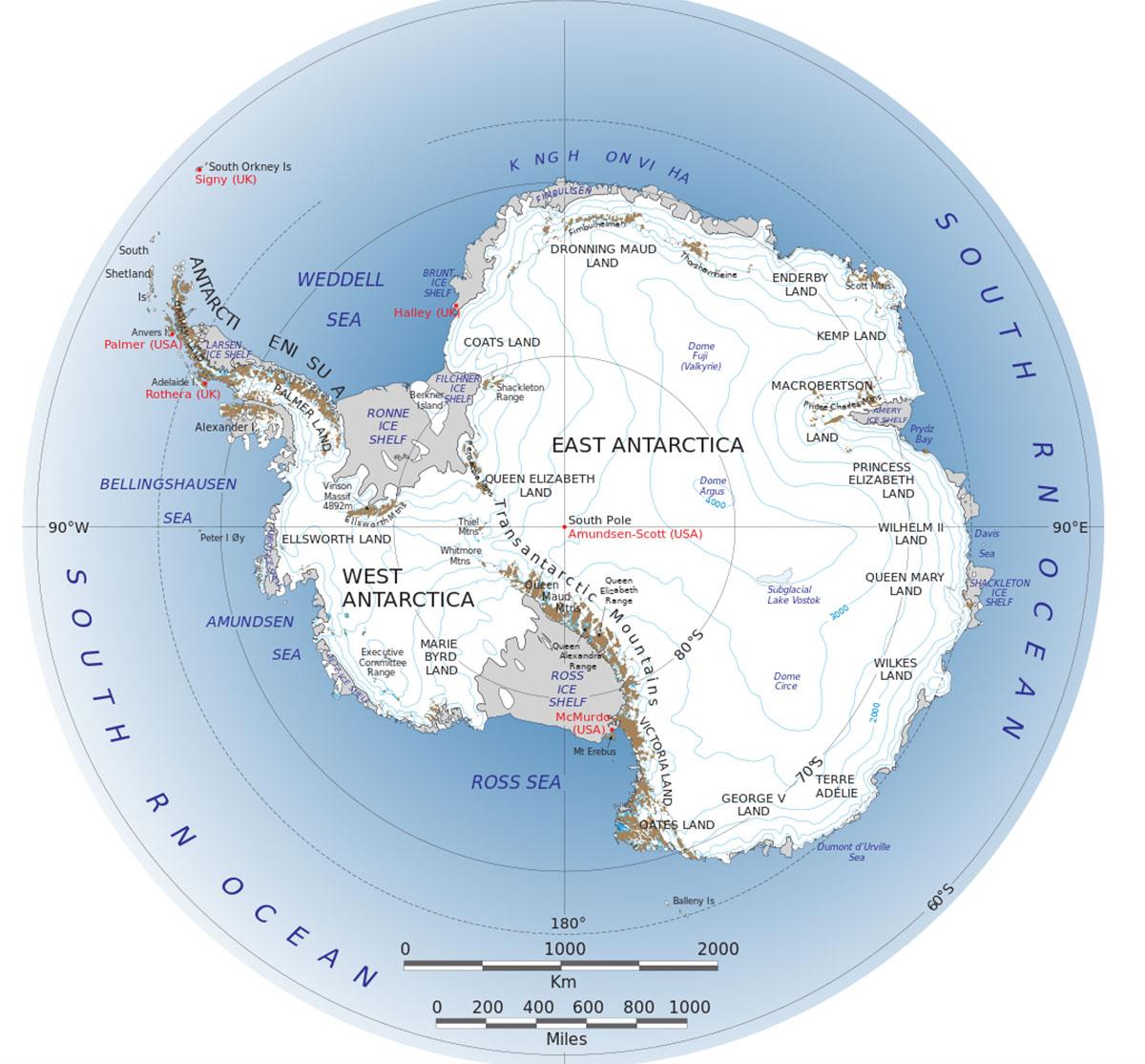 แผนที่ทวีปแอนตาร์กติกา 